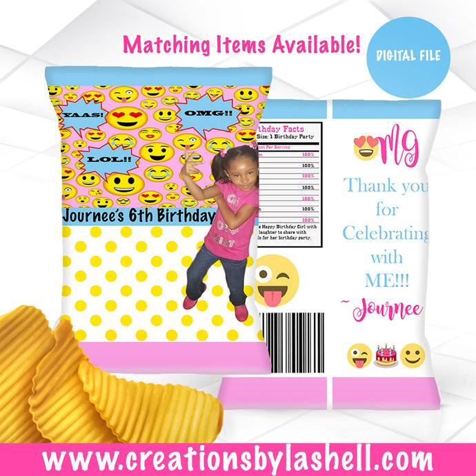 Emoji Chip Bags Printable | Emoji Chip Bag Template | Emoji Party Favors Printable | B3